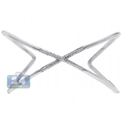 Womens Diamond Cross Cuff Bangle Bracelet 18K White Gold 1.00 ct