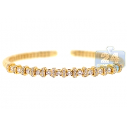 18K Yellow Gold 1.57 ct Diamond Womens Cuff Bracelet 7.5 Inches