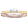 Womens Diamond Bangle Bracelet 14K Three Tone Gold 1.89 ct 8"