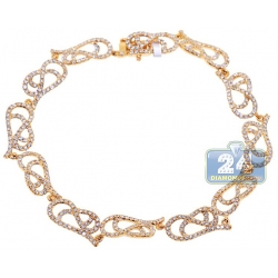 14K Yellow Gold 3.15 ct Diamond Filigree Link Womens Bracelet