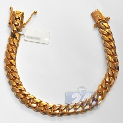 Solid 10K Yellow Gold Miami Cuban Mens Bracelet 10 mm 9 Inches