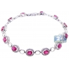 Womens Ruby Diamond Halo Tennis Bracelet 18K White Gold 6.15 ct