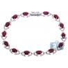Womens Diamond Ruby Fancy Halo Bracelet 18K White Gold 9.43 ct