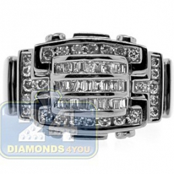 Black PVD 14K Gold 0.76 ct Baguette Round Diamond Mens Ring