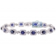 18K White Gold 8.14 ct Diamond Sapphire Halo Tennis Bracelet