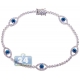 14K White Gold 1.55 ct Diamond Evil Eye Tennis Bracelet 7.5 Inches
