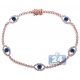 14K Rose Gold 1.55 ct Diamond Evil Eye Tennis Bracelet 7.5 Inches