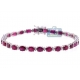 18K White Gold 11.17 ct Oval Ruby Diamond Tennis Bracelet