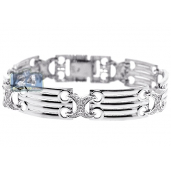 Womens Diamond X Link Bracelet 14K White Gold 0.75ct 13mm 8.5"