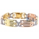 14K Three Tone Gold 0.75 ct Diamond X Link Womens Bracelet