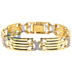 14K Yellow Gold 0.75 ct Diamond X Link Womens Bracelet