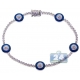 14K White Gold 1.00 ct Diamond Evil Eye Station Tennis Bracelet