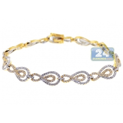 14K Yellow Gold 2.47 ct Diamond Infinity Link Womens Bracelet