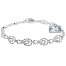 14K White Gold 2.46 ct Diamond Infinity Link Womens Bracelet