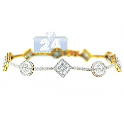 14K Yellow Gold 3.16 ct Diamond Geometric Halo Bracelet