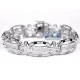 10K White Gold 3.22 ct Diamond Oval Link Mens Bracelet 8.75 Inch
