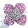 14K White Gold 1.30 ct Diamond Pink Sapphire Flower Cocktail Ring