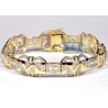 Mens Diamond Pave Link Bracelet 10K Yellow Gold 3.67ct 15mm 8.5"