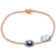 14K Rose Gold 1.47 ct Diamond Cluster Evil Eye Tennis Bracelet