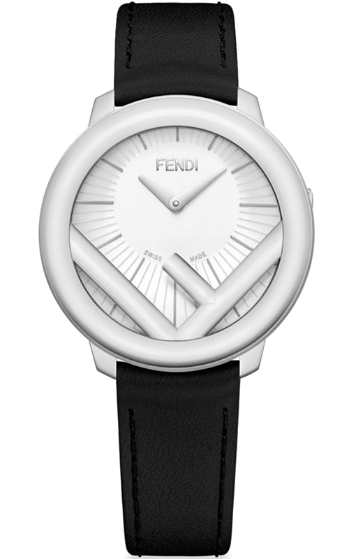 F710034011 Fendi Run Away 36mm White Dial Black Strap Watch