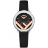 F710221011 Fendi Run Away 28mm Silver Rose Case Black Dial Watch