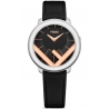F710231011 Fendi Run Away 36mm Silver Rose Case Black Dial Watch