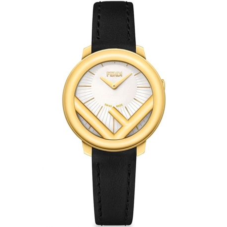 F710424011 Fendi Run Away 28mm Yellow Gold White Dial Watch