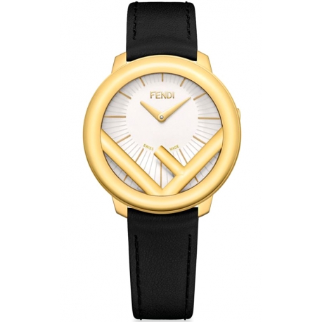 F710434011 Fendi Run Away 36mm Yellow Gold White Dial Watch