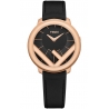 F710531011 Fendi Run Away 36mm Rose Gold Black Strap Watch