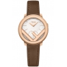 F710524021 Fendi Run Away 28mm Rose Gold Brown Strap Watch