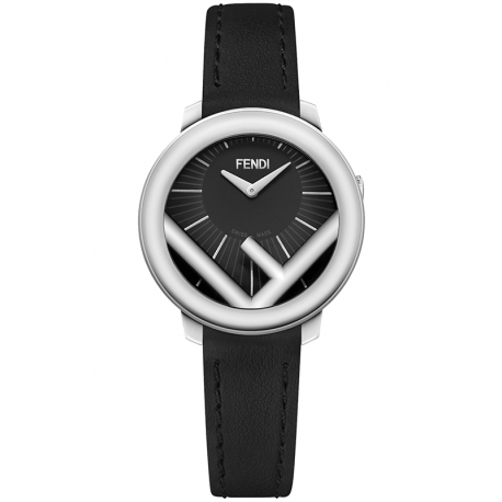 F710021011 Fendi Run Away 28mm Silver Case Black Dial Watch