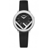 F710021011 Fendi Run Away 28mm Silver Case Black Dial Watch