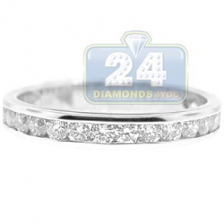 14K White Gold 0.77 ct Diamond Womens 3 mm Band Ring