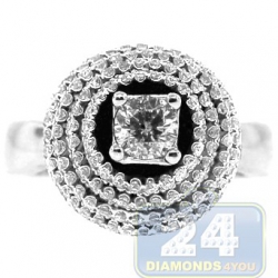 14K White Gold 1.07 ct 4 Rows Diamond High Set Engagement Ring