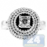 14K White Gold 1.07 ct 4 Rows Diamond Womens High Set Engagement Ring