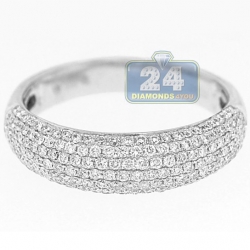 14K White Gold 0.77 ct Diamond Womens Wide Band Ring