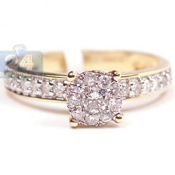14K Yellow Gold 0.60 ct Diamond Cluster Vintage Engagement Ring