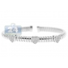 Womens Diamond Heart Cuff Bracelet 14K White Gold 1.10 ct 6.5"
