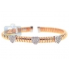 Womens Diamond Heart Cuff Bracelet 14K Rose Gold 1.10 ct 6.5"