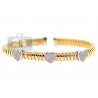 Womens Diamond Heart Cuff Bracelet 14K Yellow Gold 1.10 ct 6.5"