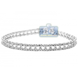 14K White Gold 3.00 ct Diamond Womens Fancy Tennis Bracelet