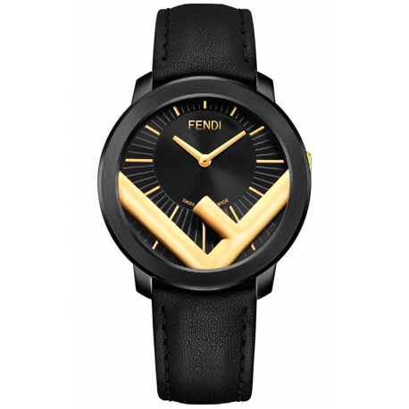 F712111011 Fendi Run Away 41mm Black Golden Case Mens Watch