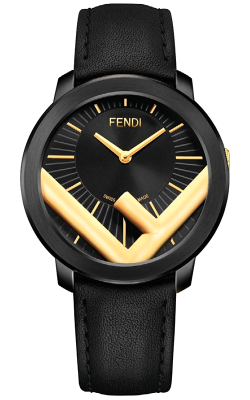 F712111011 Fendi Run Away 41mm Black Golden Case Mens Watch
