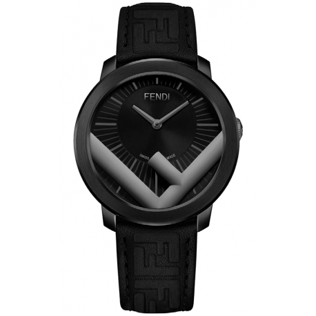 F712611011 Fendi Run Away 41mm All Black Steel Case Mens Watch