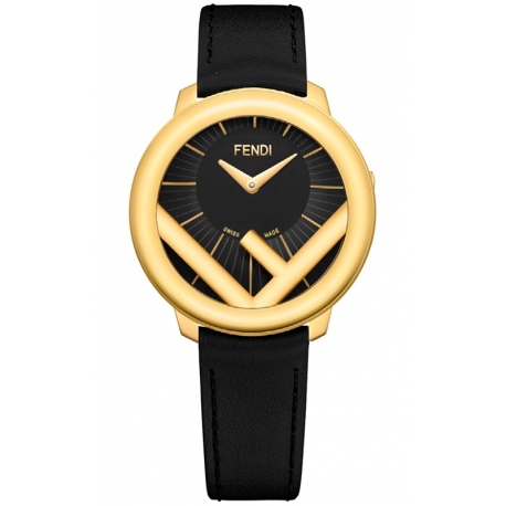 F710431011 Fendi Run Away 36mm Yellow Gold Black Dial Watch