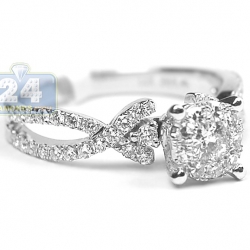 14K White Gold 0.78 ct Diamond Illusion Engagement Ring