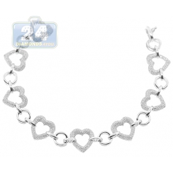 14K White Gold 2.75 ct Diamond Open Heart Womens Bracelet