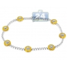 Womens Diamond Yellow Evil Eye Bracelet 14K White Gold 1.00 ct