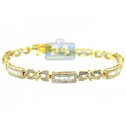 14K Yellow Gold 2.43 ct Diamond Slim Link Womens Bracelet