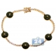 14K Yellow Gold 0.85 ct Diamond Green Evil Eye Womens Bracelet